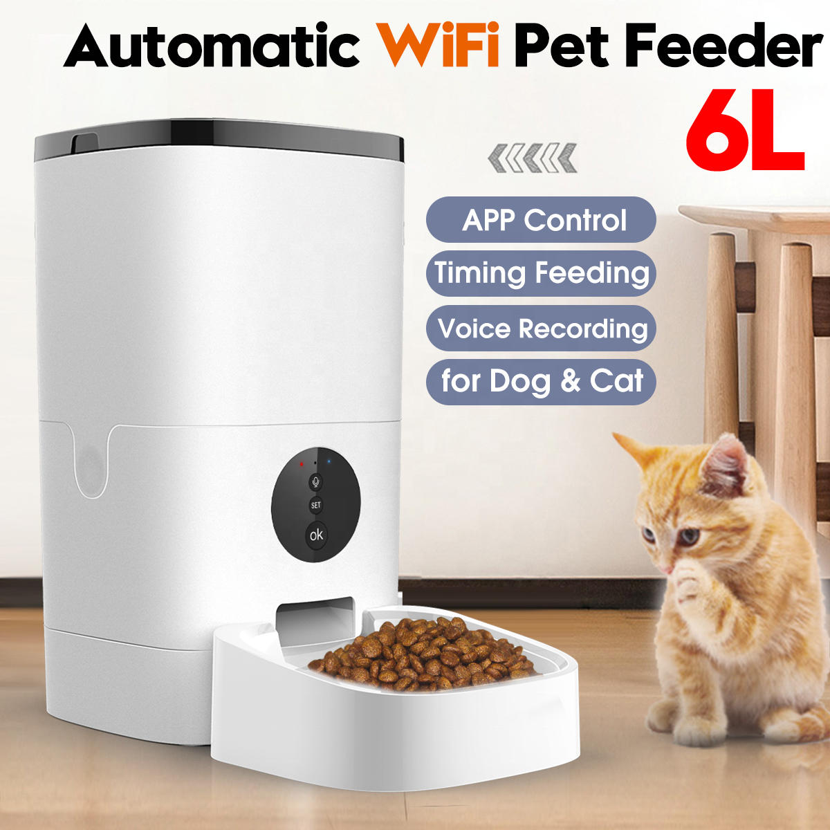 6L wifi style Regular feeding 1-6 times a day Power off worry-free pet cat accessories